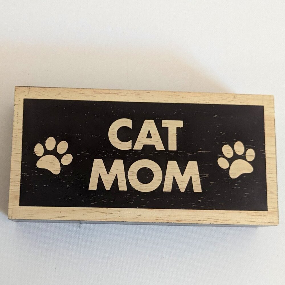 NWT 'Cat Mom' Paws Wooden Box Sign Home Table Decor Michael's Mother's Day Pets